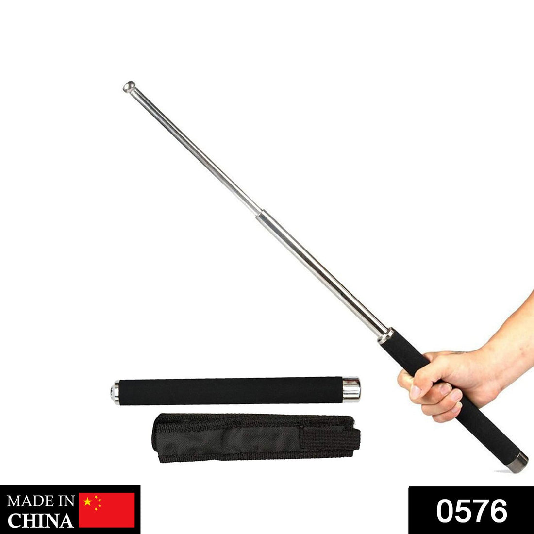 Collapsible self-defense stick extended