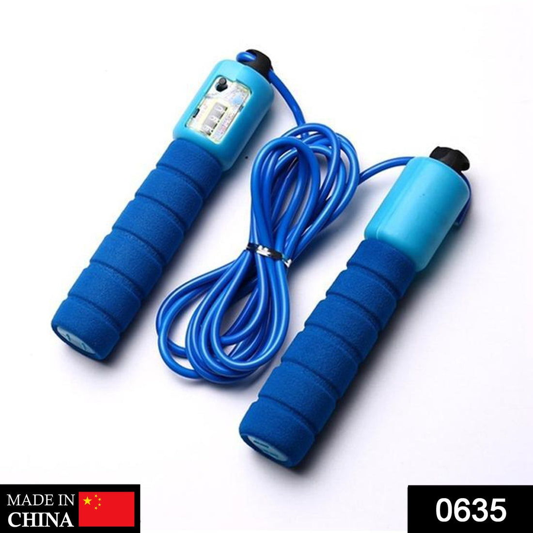 Electronic counting skipping rope for workouts.
