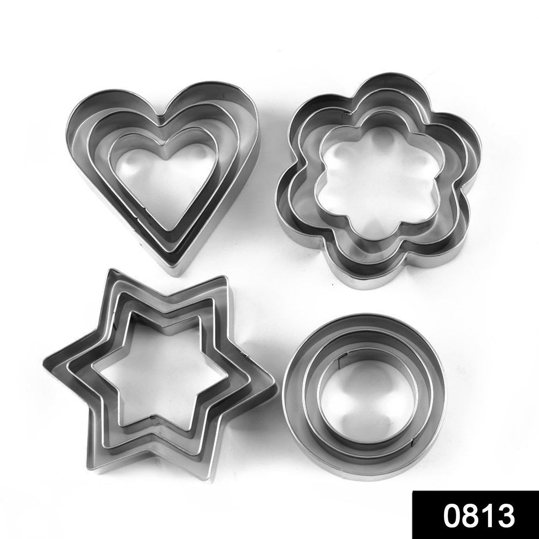 Set of stainless steel cookie cutters in various shapes