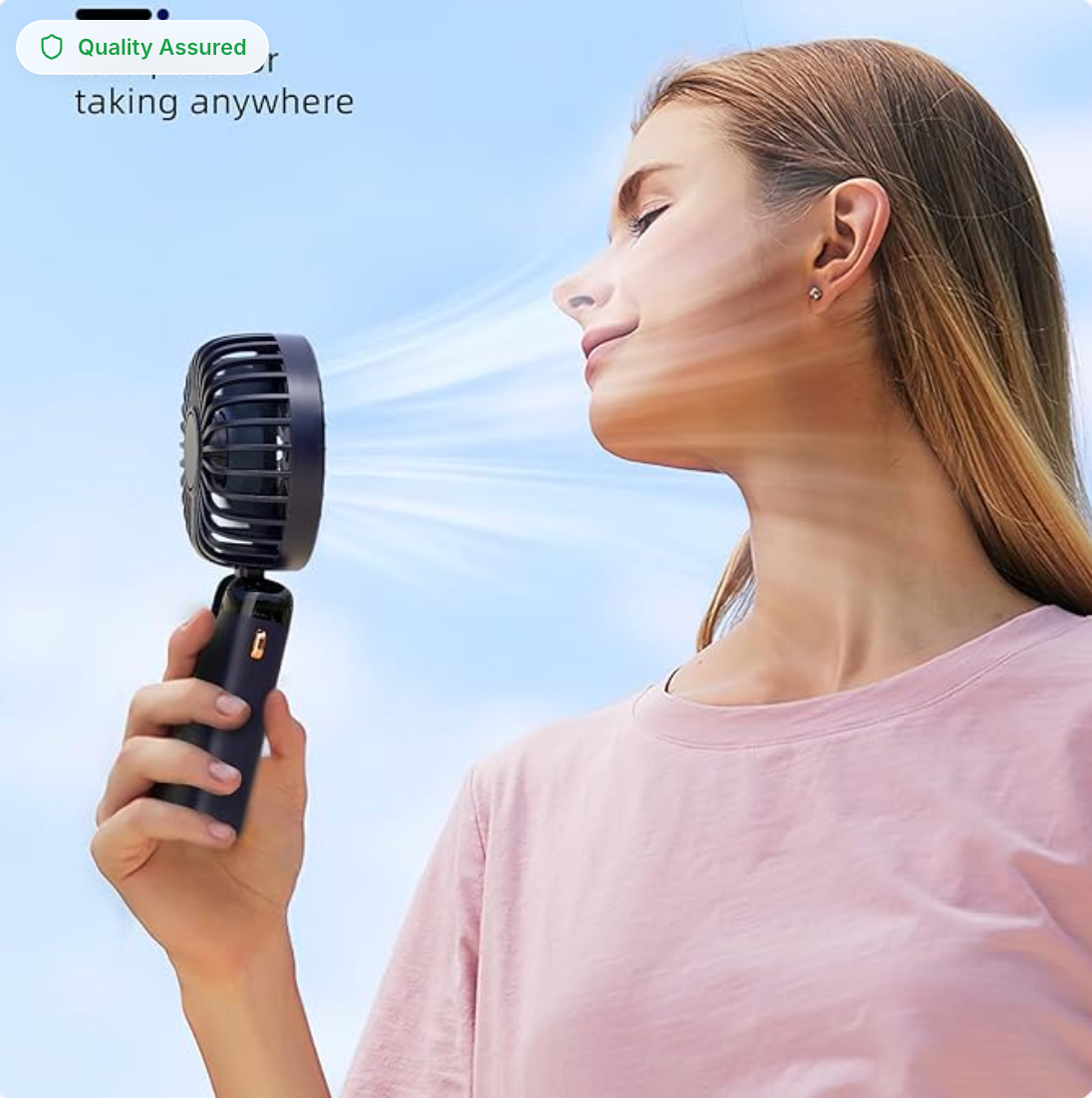Rechargeable Hand Neck Fan with 3 Adjustable Speeds