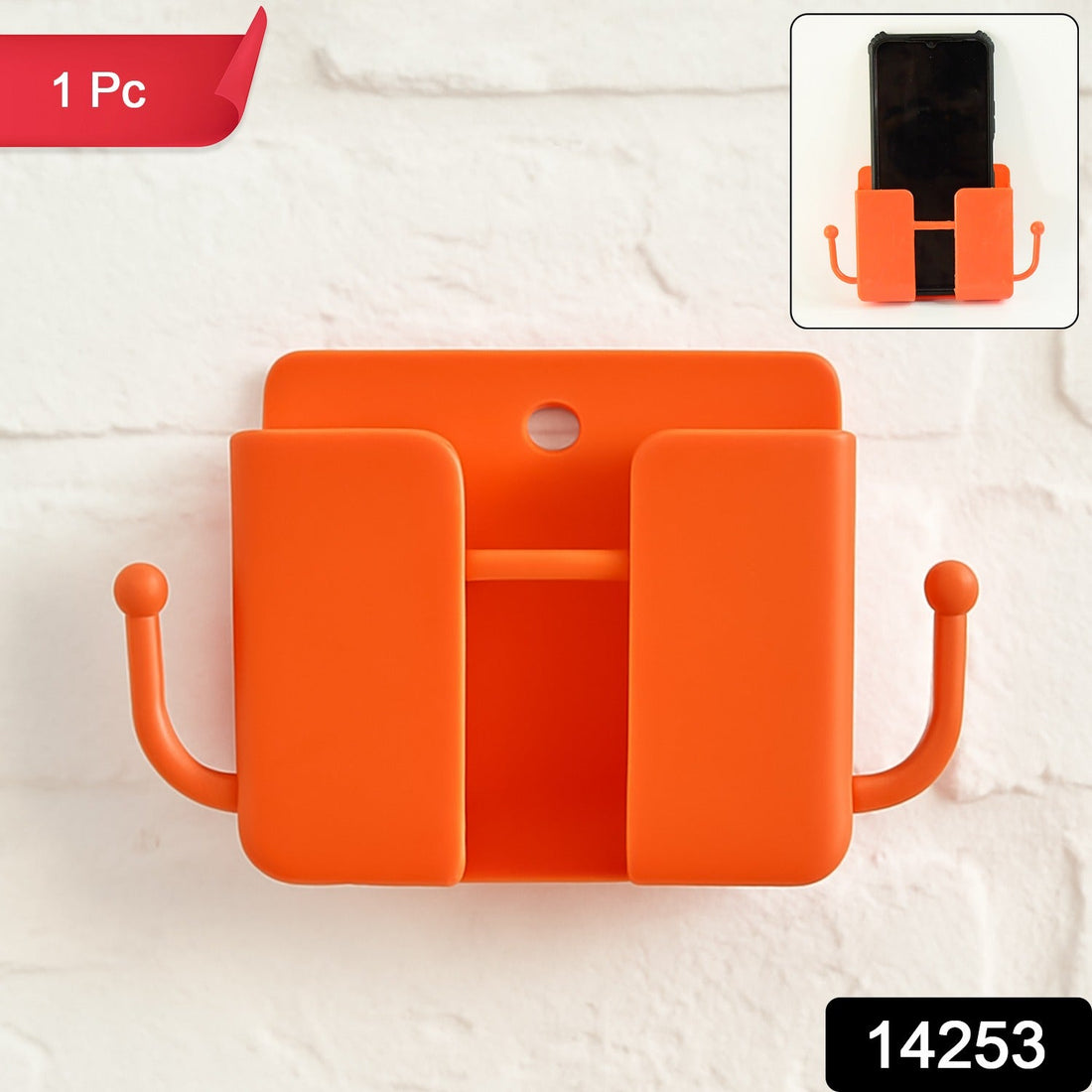 Orange Plastic Wallmount Phone Holder 