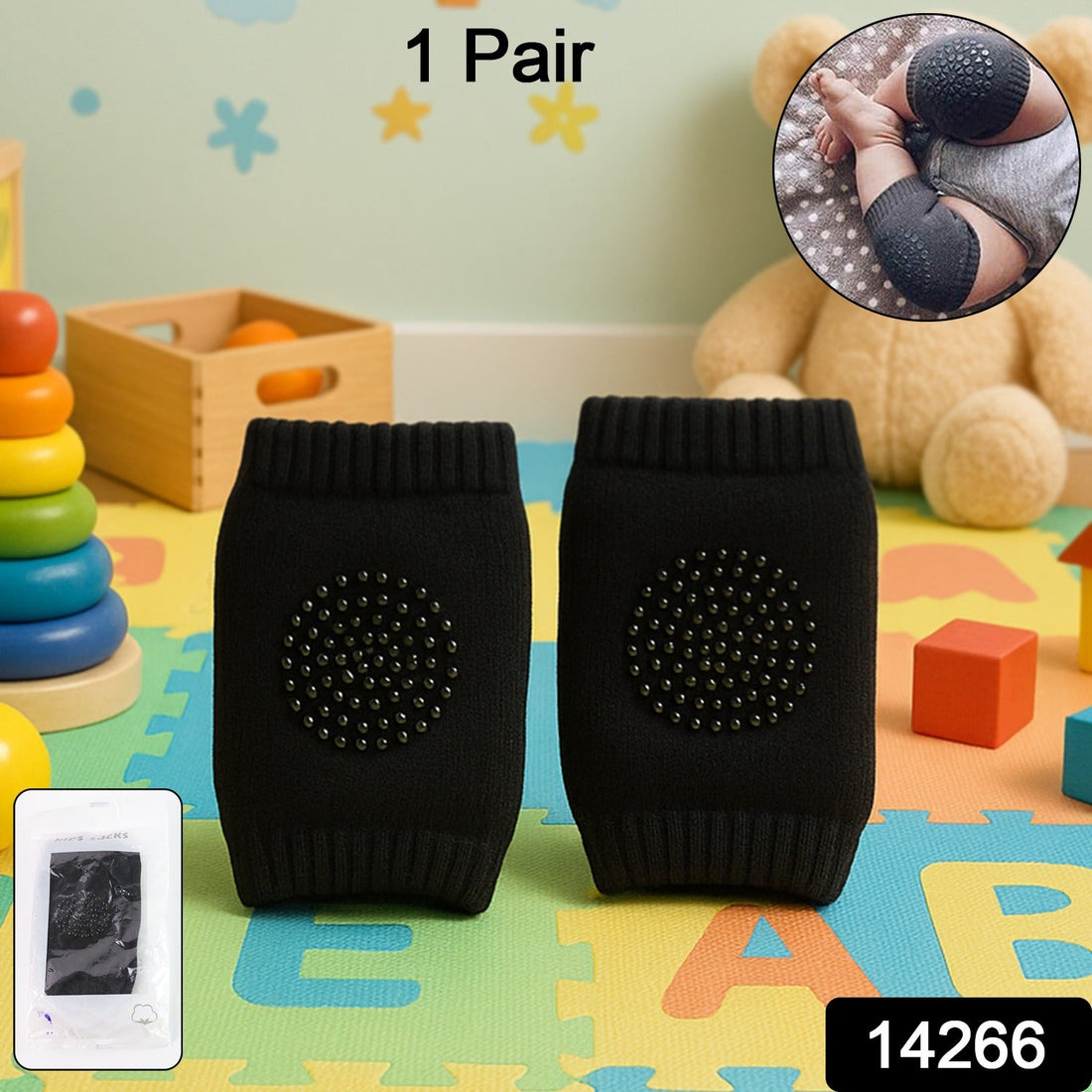 Black Wool Knee Sleeves for Baby & Toddler Use
